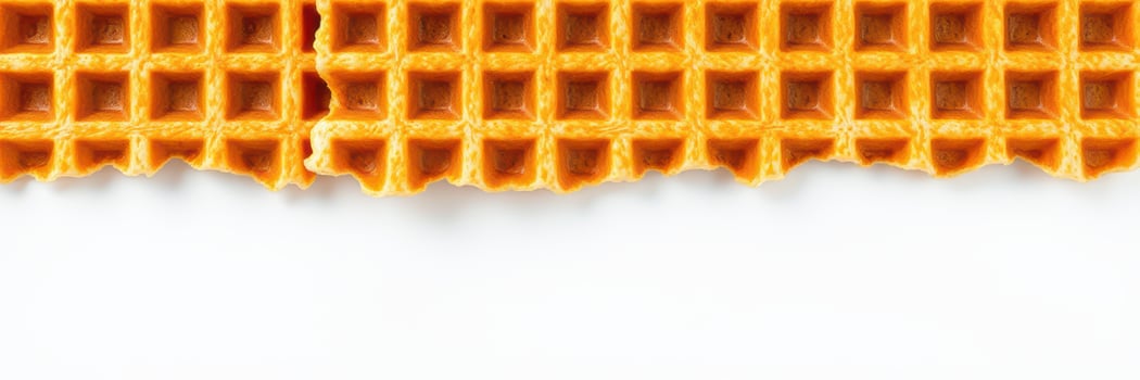 Crispy golden waffle with a bite taken out, highlighting its texture and layering details photo