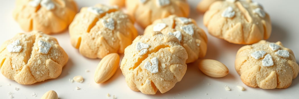 Delicious homemade almond cookies with decorative sugar and nuts for a special occasion photo
