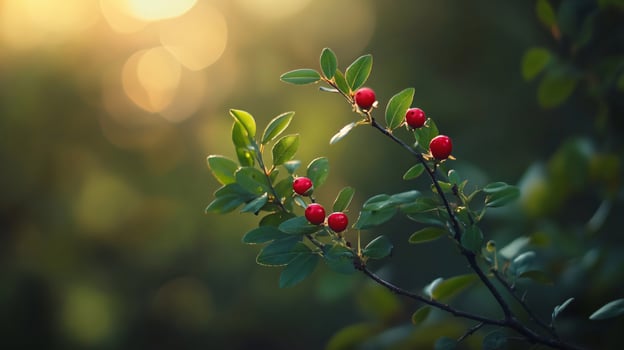 A close up of a branch with red berries photo
