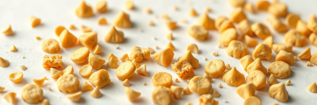 Small yellow edible seeds scattered on a bright surface showcasing a healthy snack or ingredient photo