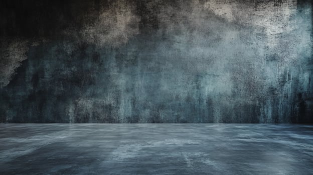 Large wall with a grey and blue paint job. The wall is empty and has a lot of texture photo