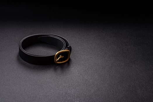 New leather women's belt with an old-style metal buckle photo