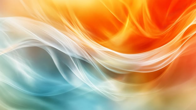 Colorful, abstract painting with a blue and orange wave. The colors are vibrant and the brushstrokes are bold. The painting evokes a sense of movement and energy, as if the wave is in motion photo