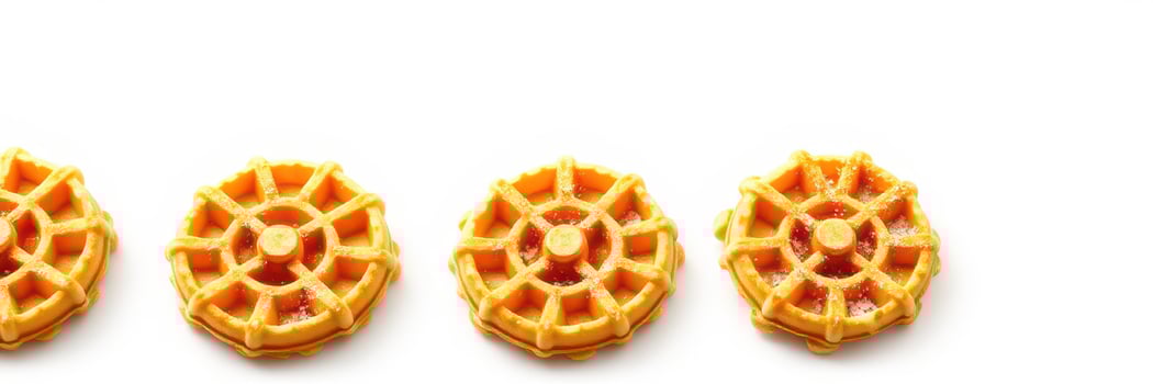 Deliciously arranged mini waffles served on a clean white background for a sweet treat presentation photo