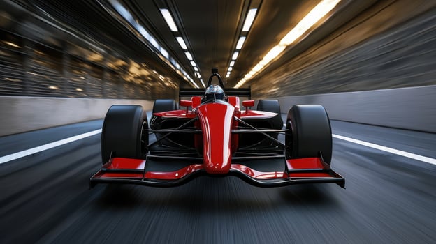 A racing car driving down a tunnel photo