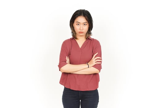 Angry and Feeling Upset Of Beautiful Asian Woman Isolated On White Background photo