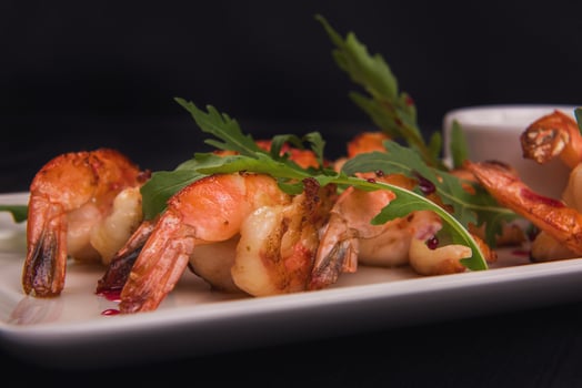 Fried tasty shrimps photo