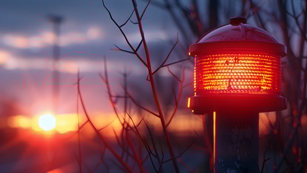 A red light on a pole photo