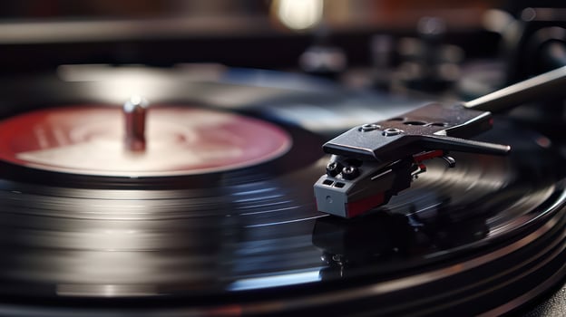 Vinyl record player, turntable, music, audio, retro, spinning, needle, sound photo