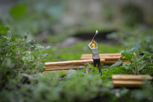 A diorama is a three-dimensional miniature depicting a particular scene or scene. A diorama depicting someone cutting wood. photo