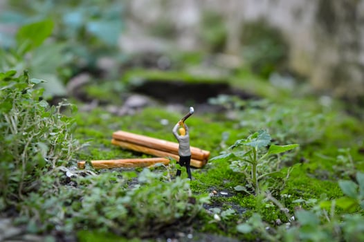 A diorama is a three-dimensional miniature depicting a particular scene or scene. A diorama depicting someone cutting wood. photo