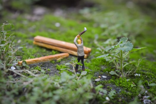 A diorama is a three-dimensional miniature depicting a particular scene or scene. A diorama depicting someone cutting wood. photo