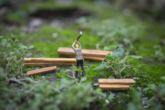 A diorama is a three-dimensional miniature depicting a particular scene or scene. A diorama depicting someone cutting wood. photo