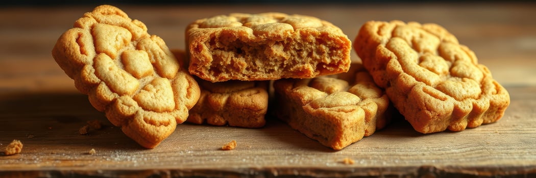 Delicious homemade cookies arranged on a rustic wooden surface ready for enjoyment and sharing with family and friends photo