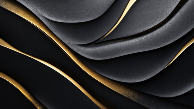 Black and gold abstract design with a wave pattern. The gold color is used to emphasize the black lines photo