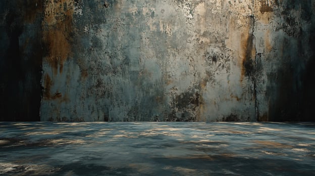 The room is a large, empty space with a wall that is covered in graffiti. The wall is covered in a lot of graffiti, giving the room a dark and gritty atmosphere. The room is almost completely empty photo