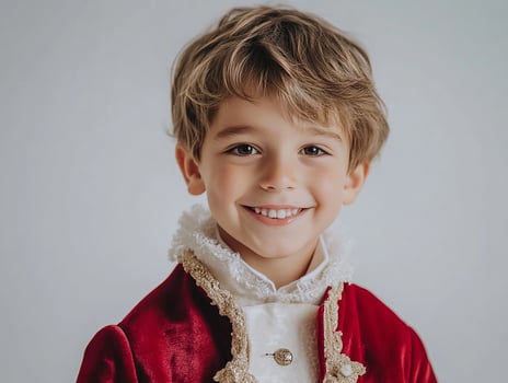 A young boy in a red velvet suit photo