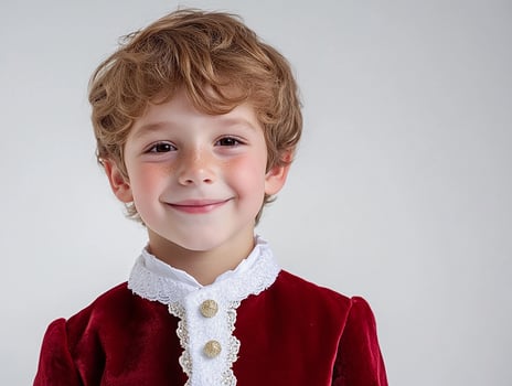 A young boy in a red velvet suit photo