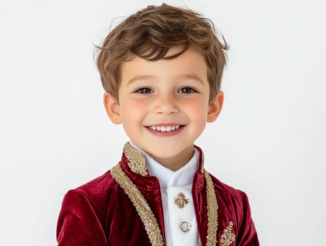 A young boy in a red velvet suit photo