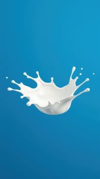 Splash of milk on a vibrant blue background captures the essence of freshness and purity in liquid form photo