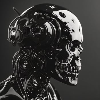 robotic human droid. futuristic ammour. robot. technology in future. photo
