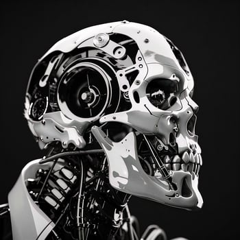 robotic human droid. futuristic ammour. robot. technology in future. photo