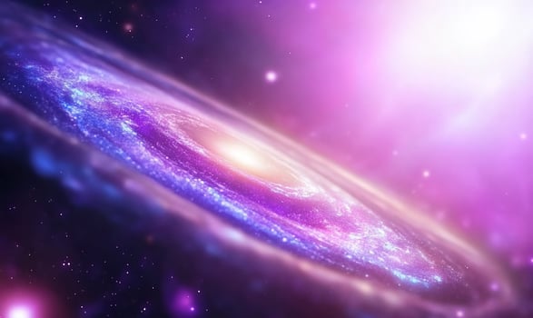 A purple galaxy with bright stars photo