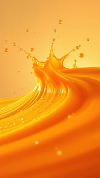 Bright orange liquid splashes and swirls in a captivating display of movement and texture during the golden hour photo