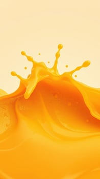 Bright orange liquid splash creating dynamic waves against a soft yellow background photo