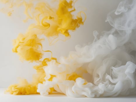 Yellow and white smoke in water photo