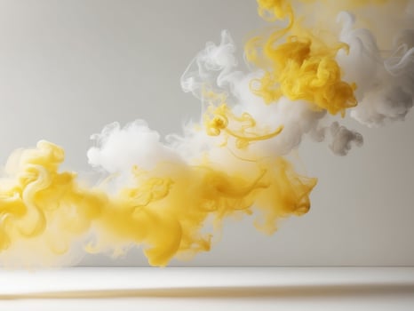 Vibrant Swirls of Yellow and White Smoke Creating a Dreamlike Background for Creative Projects and Visual Designs photo