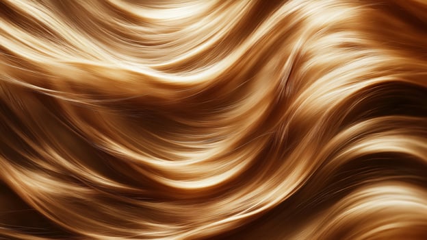 Woman's hair with a wave pattern. The hair appears to be golden and has a shiny, smooth texture. Scene is elegant and sophisticated photo