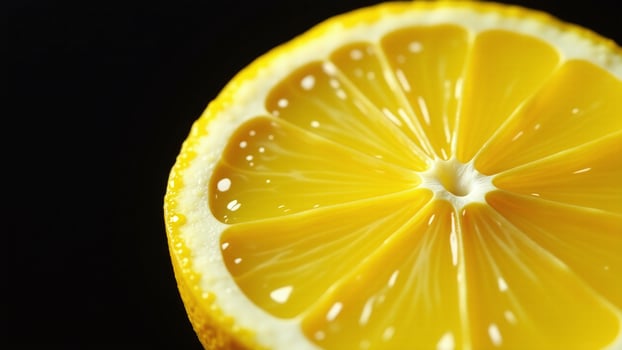 Extreme close up of lemon slice vibrant yellow photo