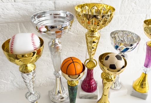 Balls in sport, Trophy and championship concept photo