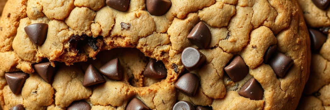 Chocolate chip cookies with melting chocolate pieces fresh from the oven photo
