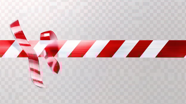 Red and white striped ribbon on transparent background photo