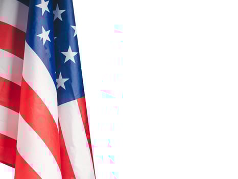The American flag is on a white background photo