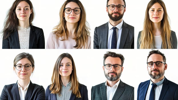 Professional Business Team Portraits Collage with Diverse Faces photo