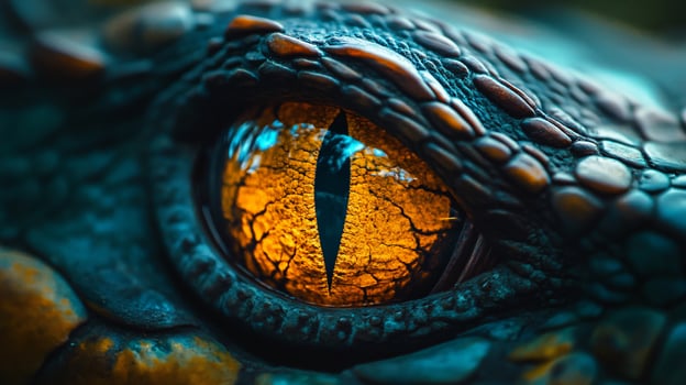 A close up of a dragon's eye with a yellow iris photo