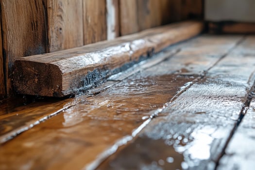 Illustrative Image of Rainwater Leaking from a Wooden Beam Highlighting Potential Structural Damage photo