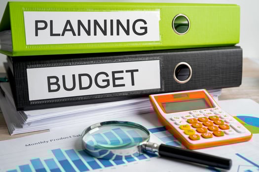 Planning budget. Binder data finance report business with graph analysis in office. photo