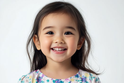 A little girl with long hair smiling photo