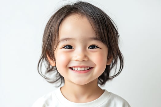 A little girl with long hair smiling photo