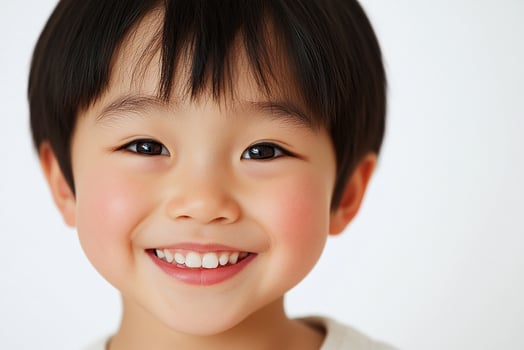 A young asian boy smiling and looking at the camera photo