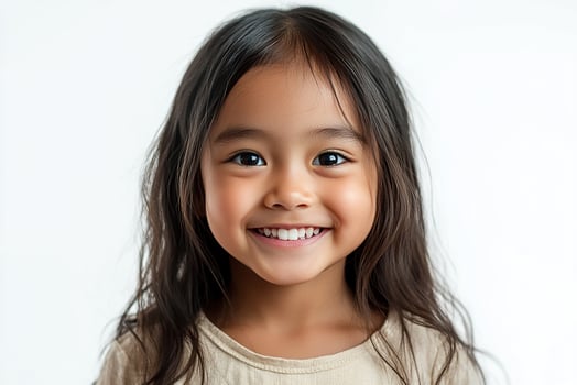 A little girl with long hair smiling photo