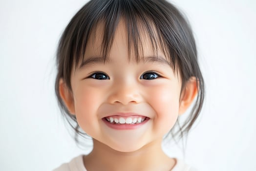 A little girl with long hair smiling photo