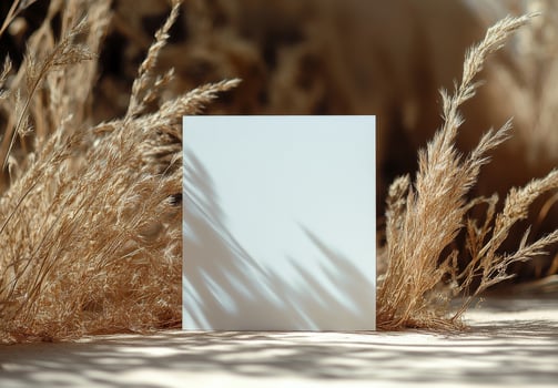 Blank card mockup on grass photo