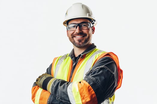 A man in a hard hat and safety vest photo
