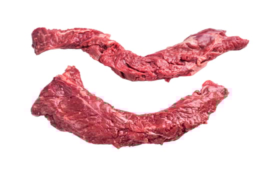 Raw Beef Steak Machete, uncooked meat isolated on white background photo