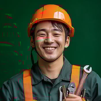 A man wearing a hard hat photo